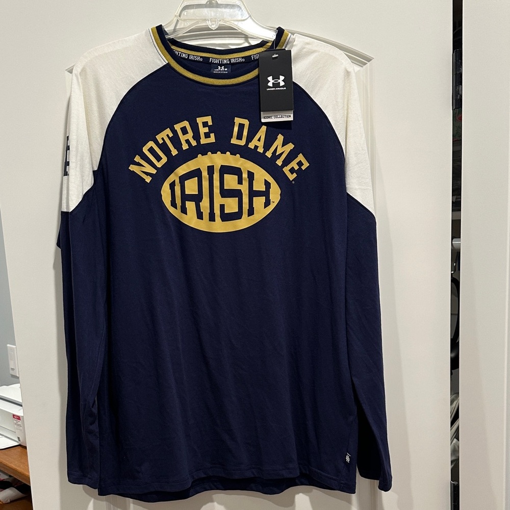 Under Armour Navy and White Notre Dame Shirt